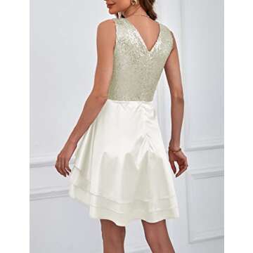 Elegant Sequin V Neck Mini Dress for Women - Versatile Style