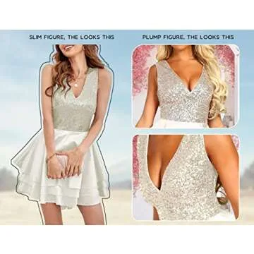Elegant Sequin V Neck Mini Dress for Women - Versatile Style