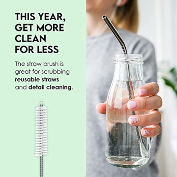 Turbo Microfiber Bottle Brush Cleaner Pack - Set of 5 Bottle Brushes for Cleaning Baby Bottles, Water Bottles, Tumblers, Wine Decanters, Flask, Bong, Vase Cleaner - One Straw Cleaner Brush