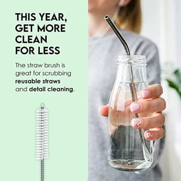 Turbo Microfiber Bottle Brush Cleaner Pack - Set of 5 Bottle Brushes for Cleaning Baby Bottles, Water Bottles, Tumblers, Wine Decanters, Flask, Bong, Vase Cleaner - One Straw Cleaner Brush