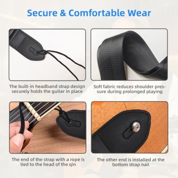 ZURYNIX Black Guitar Strap: Adjustable, Comfortable, Universal Fit for All Guitars