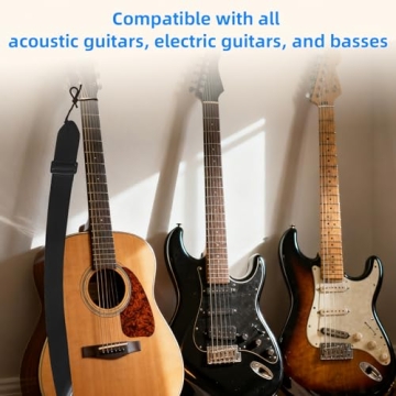 ZURYNIX Adjustable Black Guitar Strap - Universal Fit