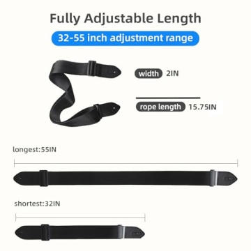 ZURYNIX Adjustable Black Guitar Strap - Universal Fit