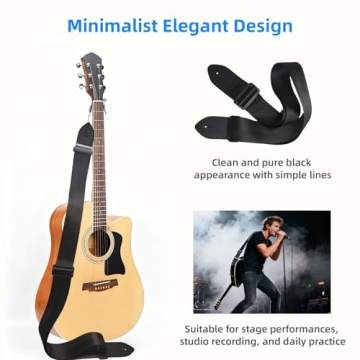 ZURYNIX Adjustable Black Guitar Strap - Universal Fit