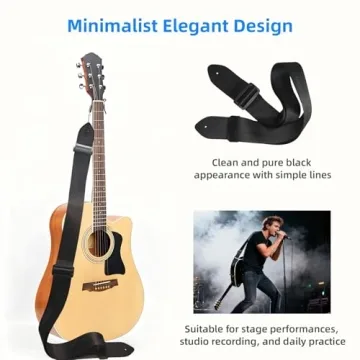 ZURYNIX Adjustable Black Guitar Strap - Universal Fit