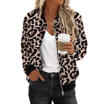 Zeagoo Women's Lightweight Floral Bomber Jacket - Zip Up Coat