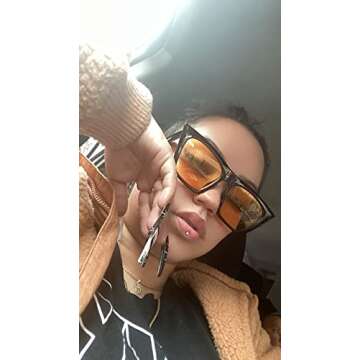 FEISEDY Sunglasses Womens Vintage Square Cat Eye Thick Frame Trendy Sunglasses B2473