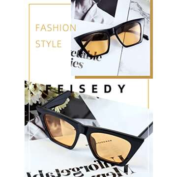 FEISEDY Vintage Cat Eye Sunglasses with UV400 Protection