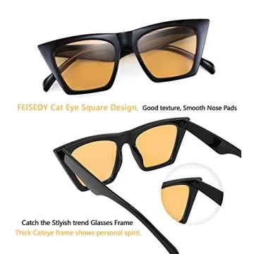 FEISEDY Vintage Cat Eye Sunglasses with UV400 Protection