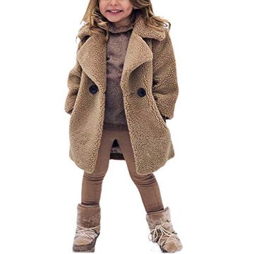 rrhss Baby Girls Faux Fur Teddy Long Coat - Cozy Winter Jacket for Kids