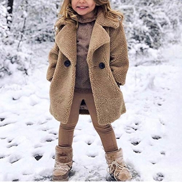 rrhss Baby Girls Faux Fur Teddy Long Coat - Warm & Trendy