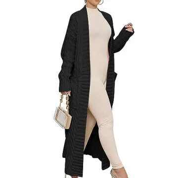 Cozy Caracilia Women's Long Cable Knit Cardigan Sweater