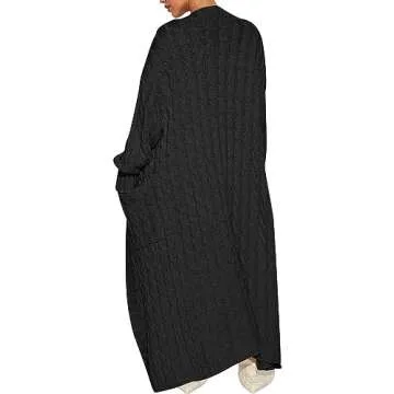 Cozy Caracilia Women's Long Cable Knit Cardigan Sweater