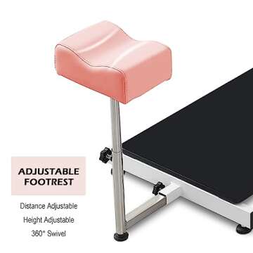 OKAKOPA Pedicure Station Chair W/Footrest and Foot Basin, 360 Swivel Reclining Pedicure Chair w/Hydraulic Adjustable Height and Headrest - Pink