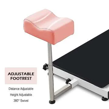 OKAKOPA Pedicure Station Chair W/Footrest and Foot Basin, 360 Swivel Reclining Pedicure Chair w/Hydraulic Adjustable Height and Headrest - Pink