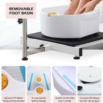 OKAKOPA Pedicure Station Chair W/Footrest and Foot Basin, 360 Swivel Reclining Pedicure Chair w/Hydraulic Adjustable Height and Headrest - Pink