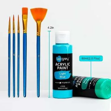 Acrylic Paint Set - 32 Vibrant Colors and 5 Brushes