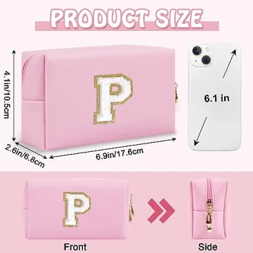 Stylish Personalized Initial Preppy Makeup Bag Organizer for Women