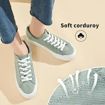 Womens Platform Sneakers White Tennis Shoes Casual Low Top Fashion Sneakers(Green,US5