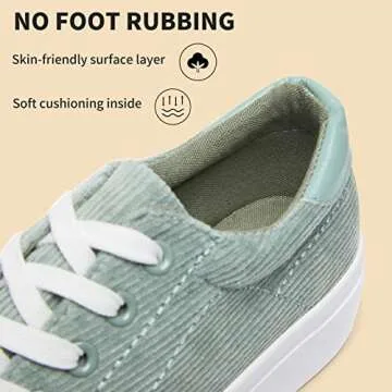 Womens Platform Sneakers White Tennis Shoes Casual Low Top Fashion Sneakers(Green,US5