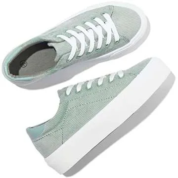 Womens Platform Sneakers White Tennis Shoes Casual Low Top Fashion Sneakers(Green,US5