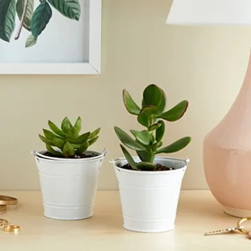 Juvale White Mini Galvanized Buckets Set for All Occasions