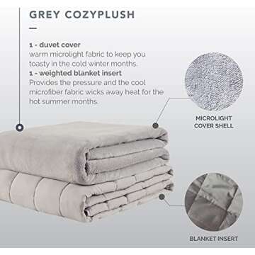 Degrees of Comfort Weighted Blanket 20 lbs Queen Size, Heavy Blankets for Adult, 1 x Cozy Heat Warm Minky Plush Washable Removable Covers Included, Heating & Cooling,Micro Glass Beads, 60x80 Grey