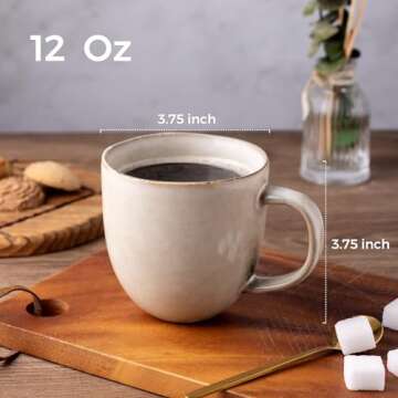 AmorArc 12oz Coffee Mugs Set of 6 - Durable, Eco-Friendly Drinkware for All