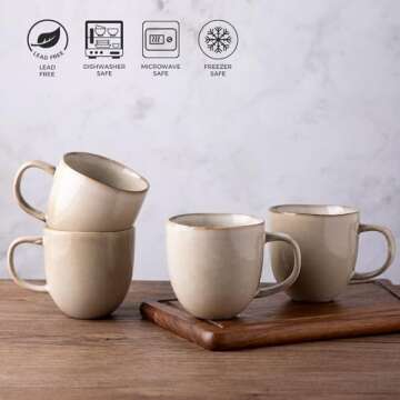 AmorArc 12oz Eco-Friendly Coffee Mugs Set of 6