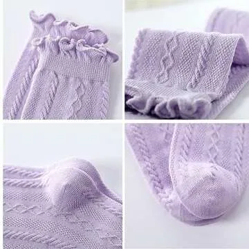 Stylish Cotton Girls Crew Socks for Ages 1-12 – 5 Pairs