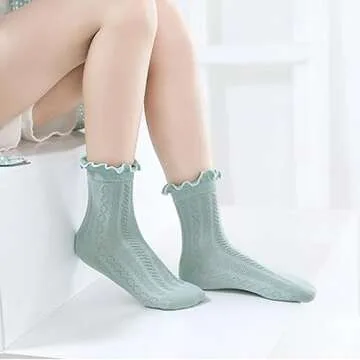 Stylish Cotton Girls Crew Socks for Ages 1-12 – 5 Pairs