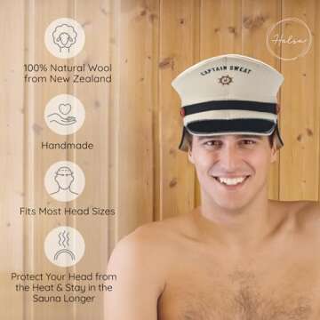 Halsa Sauna Hat - Captain Sweat Wool Sauna Cap for All - Eco-Friendly & Handmade