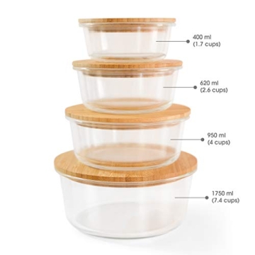 Live Bamboo Eco-Friendly Glass Storage Containers Set