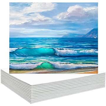 NEXCOVER Painting Canvas Panels - 12 Pack 8x8 Inch, 100% Cotton, Triple Primed Blank White Canvases, MDF Board Core, Acid-Free, Non-Toxic, Artist Canvas Board for Acrylic, Oil, Tempera, Gouache Paint