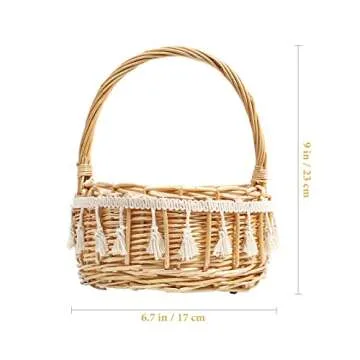 DOITOOL Woven Storage Basket with Handles Easter Basket Wedding Flower Girl Baskets Wicker Laundry Basket Rustic Decorative Flower Basket S