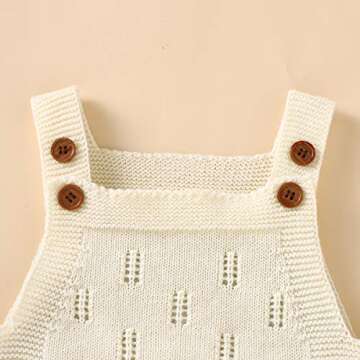LAWKUL Baby Knit Romper Sleeveless with Hat 100% Cotton Jumpsuit Newborn Overall Bodysuit One Piece Outfit 2pcs White 0-6M