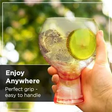 Wrenbury Gin and Tonic Glasses Copa De Balon Set of 2 Hand Painted 19oz - Spanish Mouthblown Balloon Glass with Heavy Base and Large Capacity - Cocktail Gifts for Gin Lovers - Optic Pink Blush