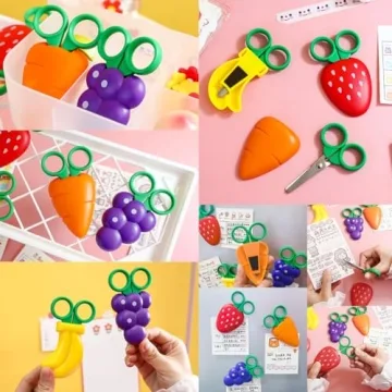 AKOAK Fruit Safety Scissors for Kids with Magnet