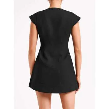 Stylish Fisoew Sleeveless Blazer Dress Deep V Neck