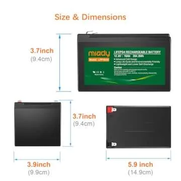 Miady 12V 16Ah Deep Cycle LiFePO4 Battery, 2000 Cycles LFP16AH Rechargeable Maintenance-Free Batteries for Golf Cart, Boat, Solar System, UPS etc