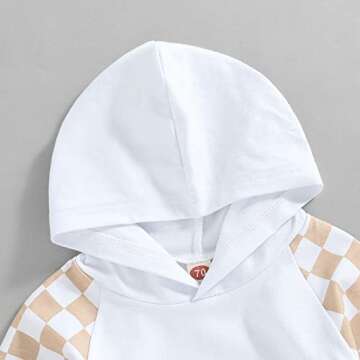 Toddler Baby Boy Girl Fall Winter Clothes Checkerboard Plaid Hoodie Sweatshirt Tops Elastic Waist Pants Set 2PCS Outfit (B Yellow, 12-18 Months)