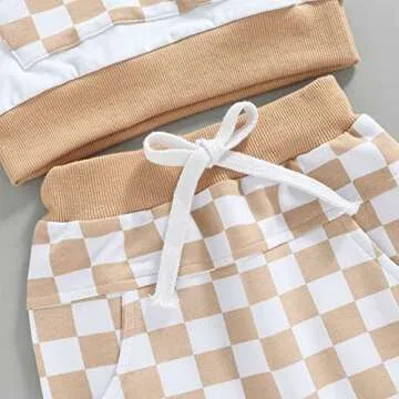 Chic Baby Checkerboard Hoodie Set for Fall and Winter