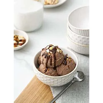 LE TAUCI Small Bowls 12 OZ, Ice Cream Bowl, Ceramic Embossment Stoneware Bowl, Bowls Set for Dessert, Fruits, Side Dishes, Suit For Housewarming - 4.5 Inch, Set of 4, Arctic white