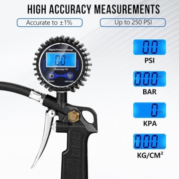 DigitPro Digital Tire Pressure Gauge with Inflator - Reliable Tire Maintenance Tool for Cars, Trucks...