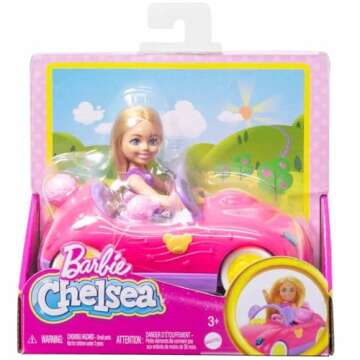 Barbie Chelsea Toy Car Set with Bear-Themed Convertible