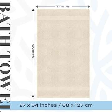 White Classic Luxury Bath Towels Set of 4 Large - 700 GSM Cotton Ultra Soft Bath Towels 27x54 | Highly Absorbent and Quick Dry | Hotel Towels for Bathroom Luxury, Plush Shower Towels, Ivory