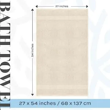 White Classic Luxury Bath Towels Set of 4 Large - 700 GSM Cotton Ultra Soft Bath Towels 27x54 | Highly Absorbent and Quick Dry | Hotel Towels for Bathroom Luxury, Plush Shower Towels, Ivory