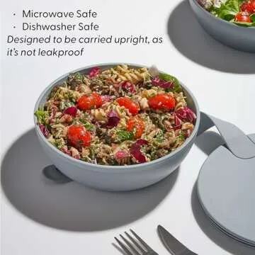 W&P Porter Plastic Bowl Lunch Container w/ Protective Non-slip Exterior, Mint 1 Liter | Lid & Snap-tight Silicone Strap | Food Storage, Bento Box, Meal Prep | BPA-Free Plastic