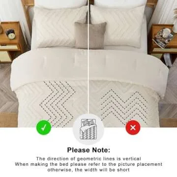 Andency King Size Comforter Set Beige, Boho Cream Soft Warm Tufted Neutral Bedding Comforter Sets for King Size Bed, 3 Pieces Aesthetic Chevron Farmhouse Cute Bohemian Textured Bedding Set