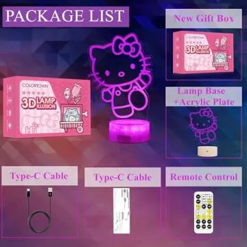 Colortown Cute Anime Night Light - 7 Color Remote Lamp